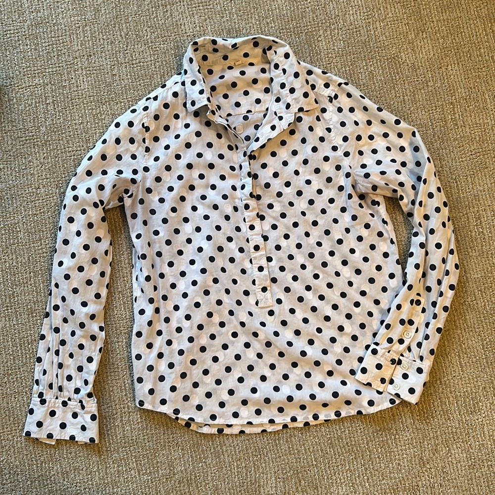 J. Crew Navy & White Polka Dot Popover 4